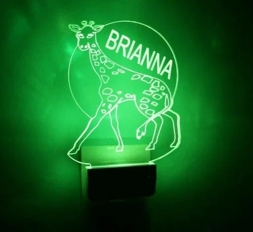 Vista 4 de Luz nocturna de jirafa con diseño de animales, multicolor, con enchufe LED, ultra delgada, suave al tacto, con sensor inteligente de atardecer a