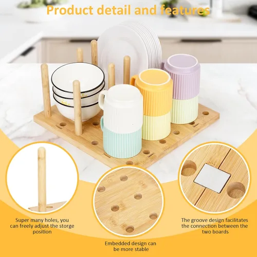 Vista 4 de Organizador de cajones de tablero de clavijas para cocina, organizadores de cajones de cocina para platos, platos, cuencos, condimentos, especias
