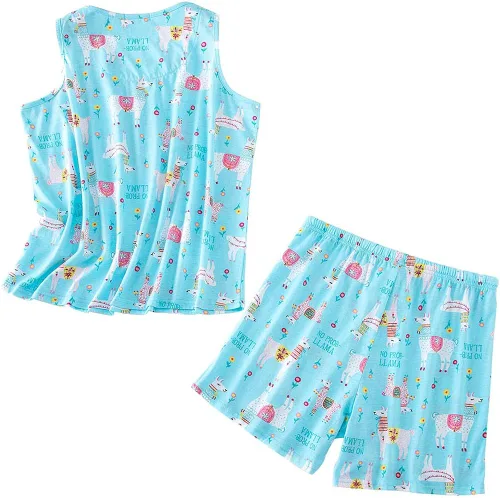 Vista 2 de ENJOYNIGHT - Conjunto estampado de pijama con parte superior sin mangas y pantalones cortos, para mujer