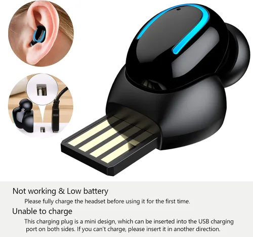 Vista 6 de Mini auricular Bluetooth único pequeño auricular inalámbrico invisible, auricular individual con 6 horas de tiempo de reproducción para iPhone
