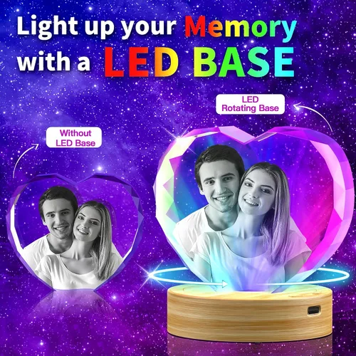 Vista 2 de Foto de cristal 3D, regalos únicos personalizados con tu propia foto para él/ella, mamá, papá, mujeres, hombres, imagen grabada con láser 3D, imagen