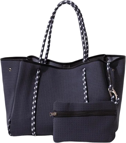 Vista 44 de POPUPS Bolso grande de neopreno para mujer - Bolso de mano de diseñador para todos los días, para el trabajo, la playa y viajes con bolsillos