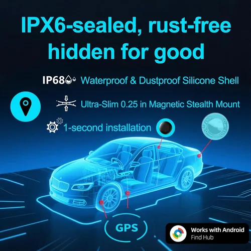 Vista 6 de Rastreador GPS para vehículos sin suscripción, compatible con todos los teléfonos inteligentes (iOS/Android), rastreador magnético para automóvil