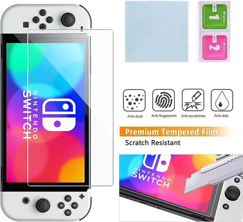 Vista 7 de 22 en 1 GTAplam Case Accessories Kit compatible con Nintendo Switch OLED, paquete de accesorios de viaje con funda de transporte, protector