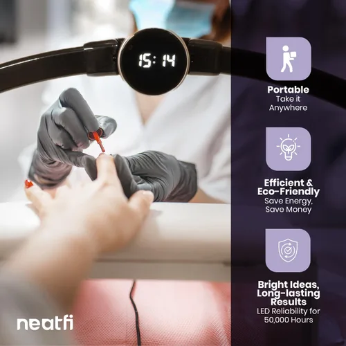 Vista 8 de Neatfi Luz de Media Luna para Lámpara de Escritorio de Uñas, Lámpara de Mesa, Múltiples Modos de Iluminación de Escritorio para Esteticistas