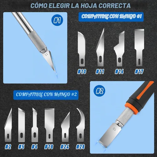 Vista 5 de DIYSELF Paquete de 100 Cuchillas Exacto #2 Cuchillas de Repuesto para Cuchillo de Hobby Repuestos de Cuchillas para Cuchillo de Hobby Cuchilla