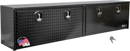 Vista 10 de Buyers Products 1721551 - Caja de camión de aluminio negro con tracción en diamante y tapa superior con puerta abatible, 72 x 13 x 16 pulgadas