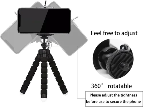 Vista 3 de Trípode de esponja con soporte flexible con inalámbrico Mini sponge tripod, made of thicker premium metal, flexible and rotatable, mobile phones