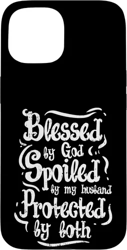 Vista 6 de iPhone 16 Blessed by God Spoiled by My Husband Funny Wife Mom Case