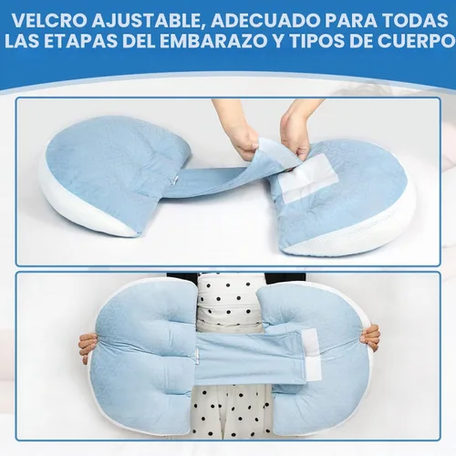 Vista 3 de Almohada de embarazo, almohada de cuña de embarazo para dormir portátil, almohada de maternidad para mujeres embarazadas, almohada corporal