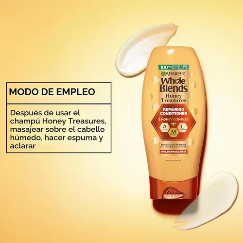 Vista 6 de Garnier Whole Blends Honey Treasures - Acondicionador reparador, para cabello seco y dañado, 3 onzas líquidas (tamaño de viaje), 1 unidad