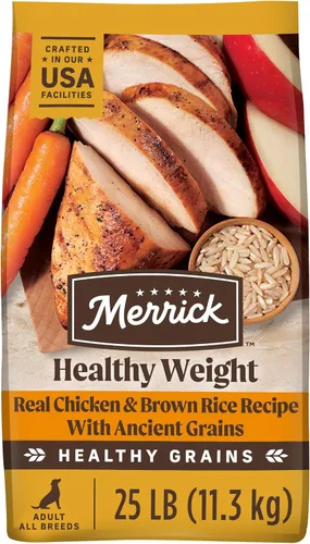 Vista 13 de Merrick Healthy Grains - Alimento seco prémium para perros adultos, croquetas saludables y naturales, receta de peso saludable, bolsa de 4.0 libras