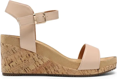 Vista 2 de DREAM PAIRS Sandalias de cuña con plataforma y hebilla de punta abierta para mujer 2025