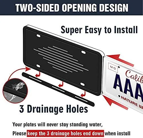 Vista 4 de Intermerge Soporte de Marco para Placa de Matrícula - Cubierta Universal de Silicona para Placa de Matrícula de Auto Americano Resistente al Óxido