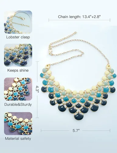 Vista 5 de Collar Jane Stone, collar de estilo vintage, collar pechero, adorno calado