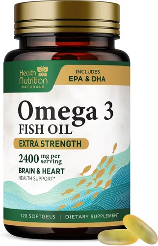 Vista 10 de Suplementos de aceite de pescado Omega 3 – 2400 mg de aceite de pescado por porción – Omega-3 de triple fuerza con ácidos grasos EPA y DHA – Apoyo