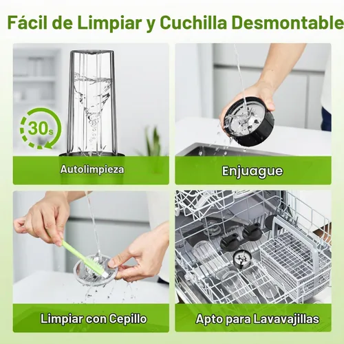 Vista 6 de KOIOS BL319B - Licuadora personal para batidos con 3 tazas para llevar de 22 onzas, color negro Press-and-Twist Lock, 22000 RPM, Detachable Blade