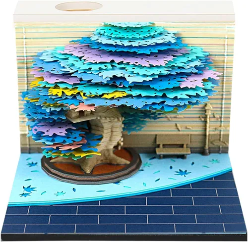 Vista 9 de Bloc de Notas 3D Casa del Árbol, Árbol de Cuatro Estaciones 240 Hojas Arte de Tallado en Papel Bloc de Notas con Soporte para Bolígrafo Notas