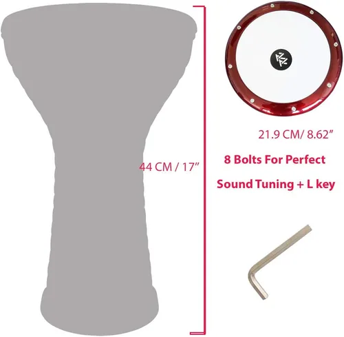 Vista 3 de The Wave Zaza Percussion - Darbuka Doumbek estilo egipcio de 17 pulgadas (negro - grabado)