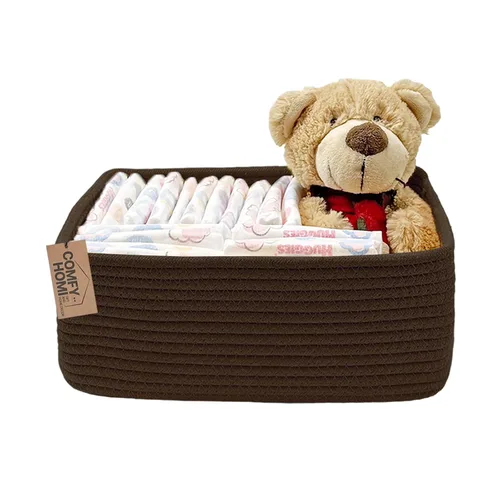 Vista 9 de COMFY-HOMI Cestas de almacenamiento de 11.5 x 7.5 x 4.7 pulgadas para organizar, cesta tejida de cuerda de algodón, caja de almacenamiento de marrón