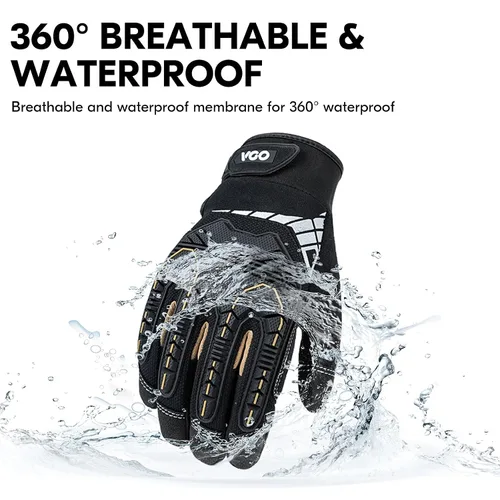 Vista 3 de Vgo - 1 par de guantes mecánicos de invierno impermeables de alta destreza, resistentes a 32°F, reducción de impacto y vibración, SL8849FW, XS
