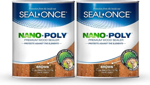Vista 15 de Sellador Seal-Once Nano+Poly de madera penetrante con poliuretano, sellador impermeable de alta calidad, 1 galón, negro Sellador impermeable