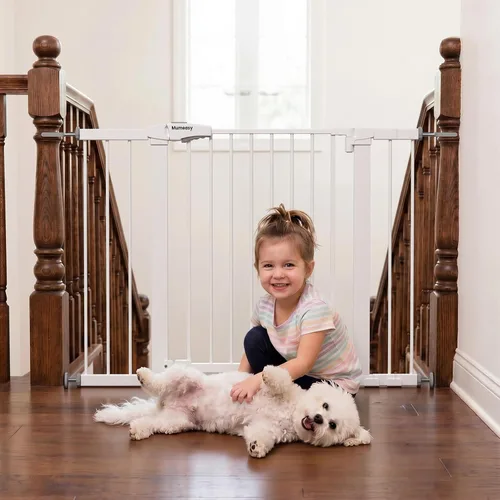 Vista 19 de Puerta de bebé para escaleras, puerta de perro con cierre automático de 29.7-43 pulgadas para puertas y pasillos, puerta para mascotas montada a