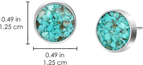 Vista 6 de Aretes redondos de piedra preciosa para mujer, delicados aretes de piedra pulida de malaquita y sodalita, hipoalergénicos, aretes de acero