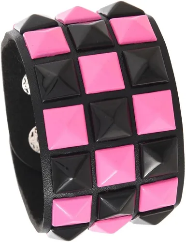 Vista 8 de coadipress Pulsera de cuero punk con tachuelas para hombres y mujeres, 3 filas, punk, rock, negro, blanco, brazalete de motociclista, pulsera