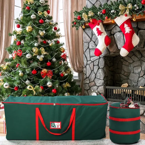 Vista 3 de Windyun 4 bolsas de almacenamiento para árbol de Navidad para árboles de vacaciones artificiales, duraderas, impermeables, con asas de transporte