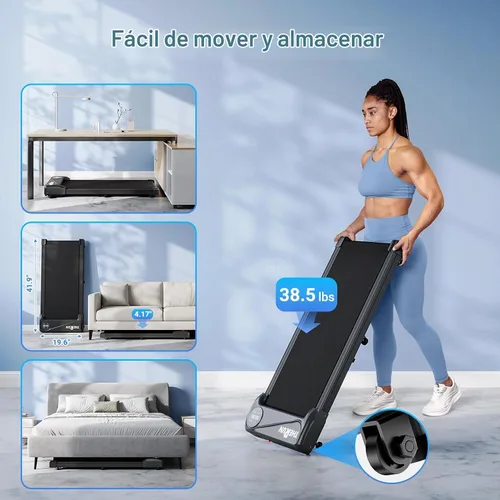 Vista 7 de THERUN Walking Pad with 40" Longer Belt Under Desk Treadmill 300LBS Weight Plateado