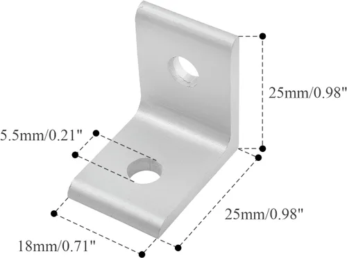 Vista 2 de 10 piezas 2020 soporte de esquina interior, conector de soporte de aluminio en forma de L de 2 agujeros para perfil de extrusión de aluminio 2020