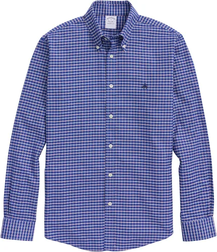 Vista 3 de Brooks Brothers Camisa Deportiva de Manga Larga sin Planchar con Botón para Hombre Azul brillante
