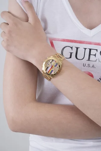 Vista 6 de GUESS Women's Stainless Steel Quartz Watch with Silicone Strap