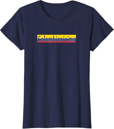 Vista 33 de Camisas Colombianisima Colombia para mujer Bandera de Colombia, Negro, S