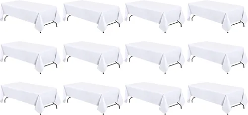 Vista 15 de White Classic WEALUXE Black Table Cloth for 6 Foot Rectangle Tables, 60x102 inches, Water, Stain and Wrinkle Resistant, 200 GSM Washable Poly Fabric