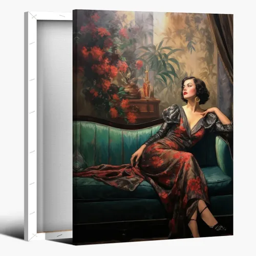 Vista 19 de WLZWD Retro Funky 70s style woman at a Party art Print Cocktails Disco Ball Wall Art Vintage Trendy Female Portrait Art Poster Warm Colour Palette