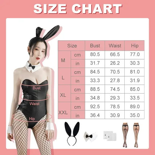 Vista 3 de Amycute Traje de conejo para mujer disfraz de anime para cosplay conjunto de calcetines