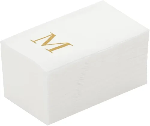 Vista 32 de Luxenap Toallas de invitados de tacto de lino de 15.8 X 7.9 pulgadas, 50 toallas de mano con letras - Letra dorada "S", fuente sans serif