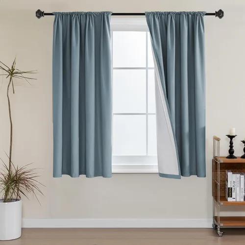 Vista 35 de H.VERSAILTEX Cortinas 100% de opacidad para cocina, con aislamiento térmico, cortinas opacas completas con forro blanco, cortinas de eficiencia