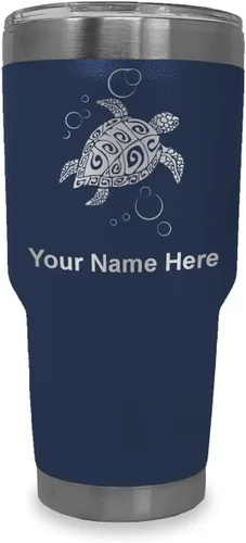 Vista 31 de LaserGram Vaso aislado al vacío de 20 onzas, tortuga marina hawaiana, grabado personalizado incluido (morado claro)