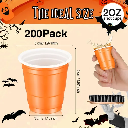 Vista 2 de Sliner 200 vasos de chupito de Halloween de 2 onzas, vasos de plástico