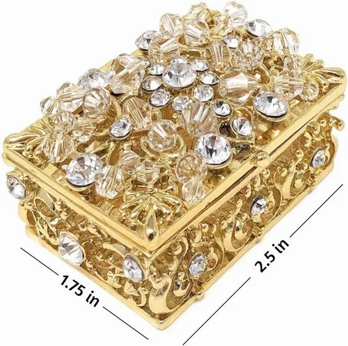 Vista 2 de Arras de Boda - Monedas de Boda - Caja decorativa con cristales de diamantes de imitación recuerdo 76 (dorado)