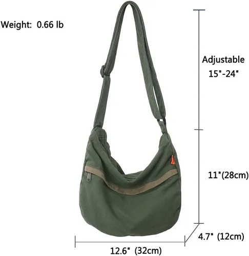 Vista 3 de Bolso de lona para mujeres y hombres, bolsos unisex para mujer, bolsos cruzados, bolso de hombro Hobo para adolescentes y niñas