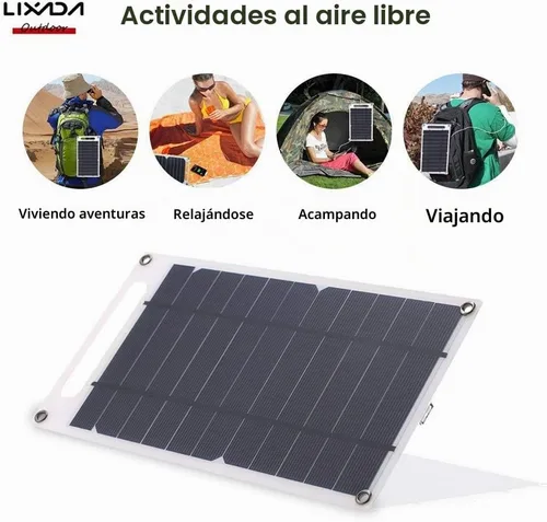 Vista 3 de Lixada Cargador de panel solar Puerto USB portátil de alta potencia en forma de papel monocristalino de silicona para teléfono celular Camping
