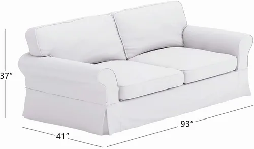 Vista 3 de Funda de algodón pesado compatible con Pottery Barn Grand Comfort para sofá Borde de caja blanca