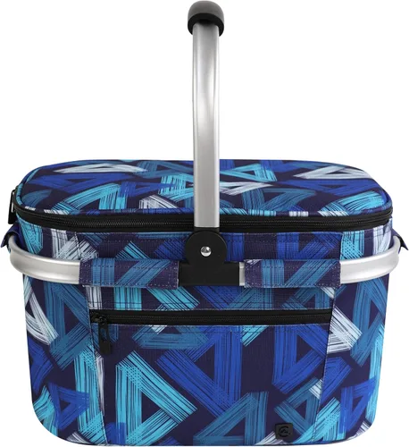 Vista 15 de ALLCAMP Cesta de pícnic, 2 cajas de hielo incluidas con enfriador aislado de 32 litros, cesta de picnic plegable gruesa con cestas extraíbles