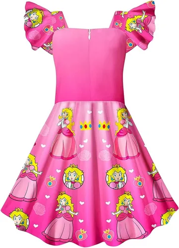 Vista 2 de Vestido de princesa para niñas pequeñas, disfraz rosa para niños, juego de película, ropa de juego