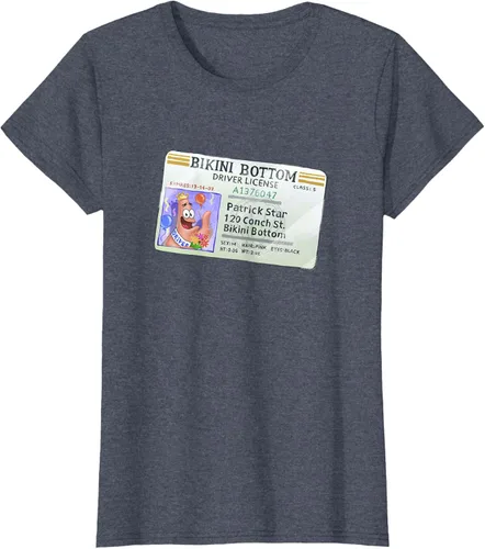 Vista 56 de SpongeBob SquarePants Camiseta con logotipo de Patrick Star Driver License King, Negro