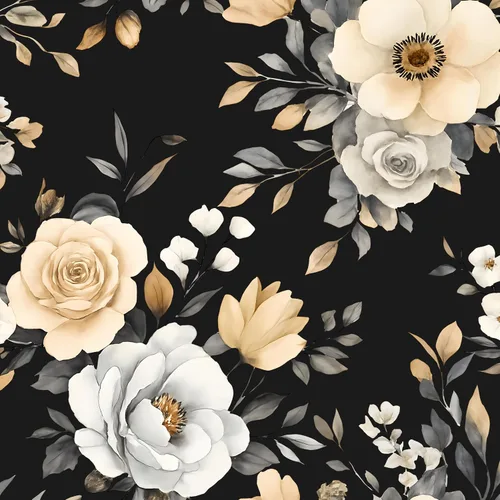 Vista 20 de Papel tapiz floral para despegar y pegar, papel de contacto negro/beige, flores de peonía grandes de 17.5 x 118 pulgadas, papel mural vintage